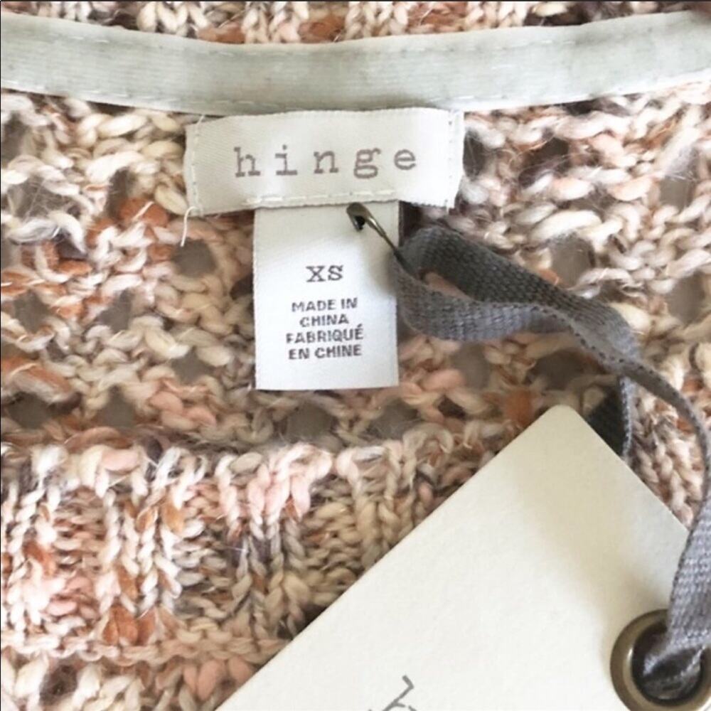 NEW NORDSTROM HINGE Cream Tan Woven Marled Chunky Knit Pullover Sweater XS - Picture 7 of 8